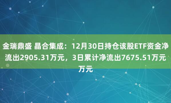 金瑞鼎盛 晶合集成：12月30日持仓该股ETF资金净流出2905.31万元，3日累计净流出7675.51万元